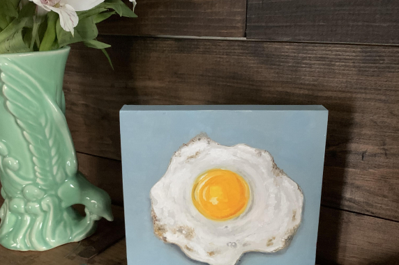 Fried Egg Oil Painting display