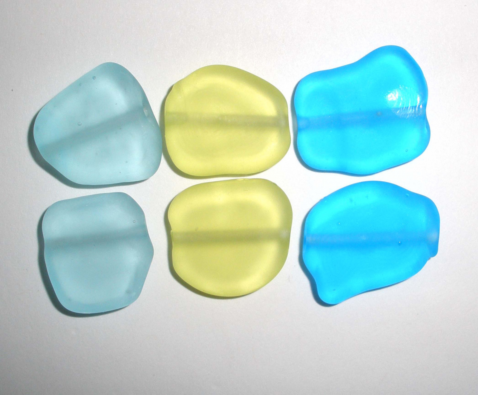 Set of 4 Handcrafted Lampwork Glass Beads in pretty light aqua